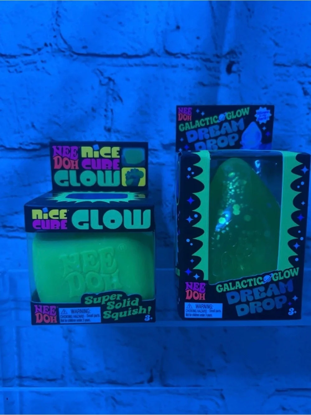 RARE FIND! Glow in the Dark NeeDoh Nice Cube Glow + Galatic Glow DreamDrop
